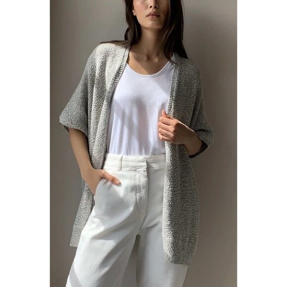 Aritzia Community Iconic Cape Marbled Grey Open Cardigan US XXS Oversized - Picture 1 of 8